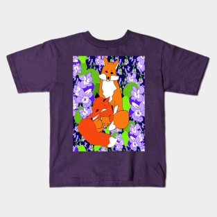 FOX FAMILY AND VIOLETS Kids T-Shirt